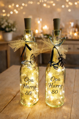 Leuchtflasche zum Geburtstag in Gold